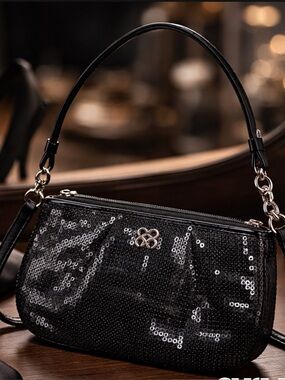 COACH Y2K Black  Sequin Wristlet Clutch -